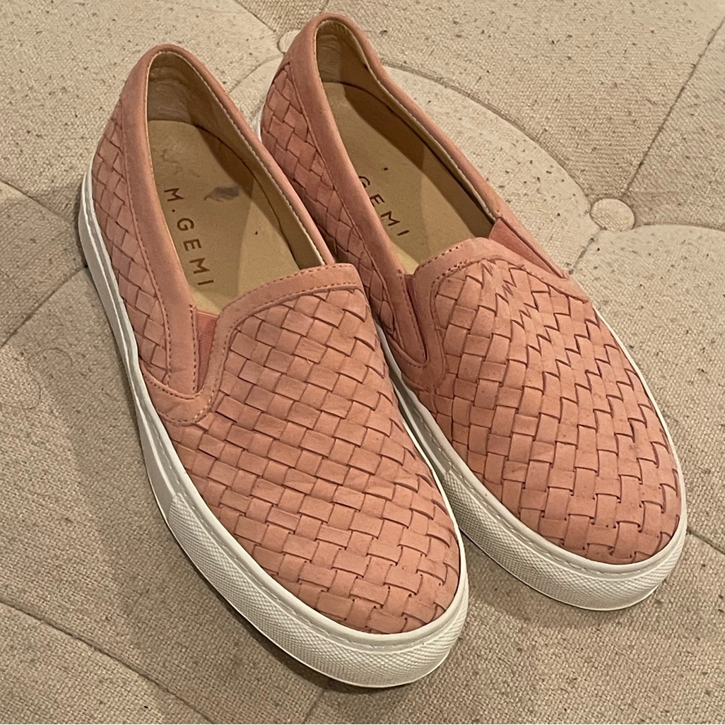 M. Gemi Women’s Pale Pink Suede Woven Slip On Sneakers